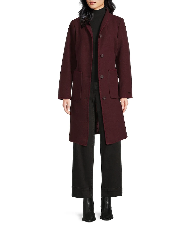 Sanctuary Stand Collar Detachable Scarf Stand Collar Belted Button Front Walker Coat