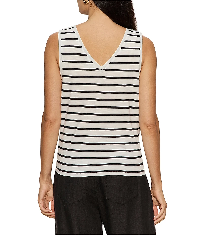 Sanctuary Stripe Print V-Neck Sleeveless Tie Front Knit Tank Top