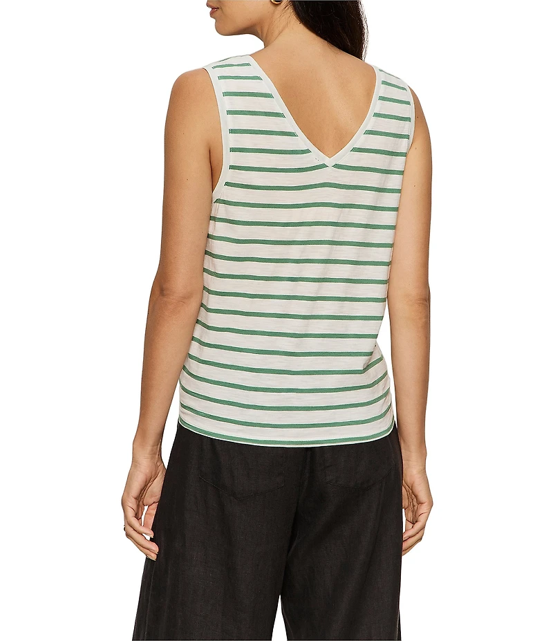 Sanctuary Stripe Print V-Neck Sleeveless Tie Front Knit Tank Top