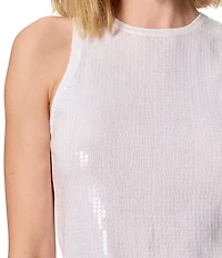 Sanctuary Summer Shine Sequin Crew Neck Sleeveless Shell Top