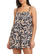 Sanctuary Sunburst Floral Square Neck Trapeze Romper Swim Cover-Up