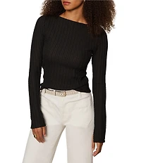 Sanctuary Textured Knit Boatneck Long Sleeve Top