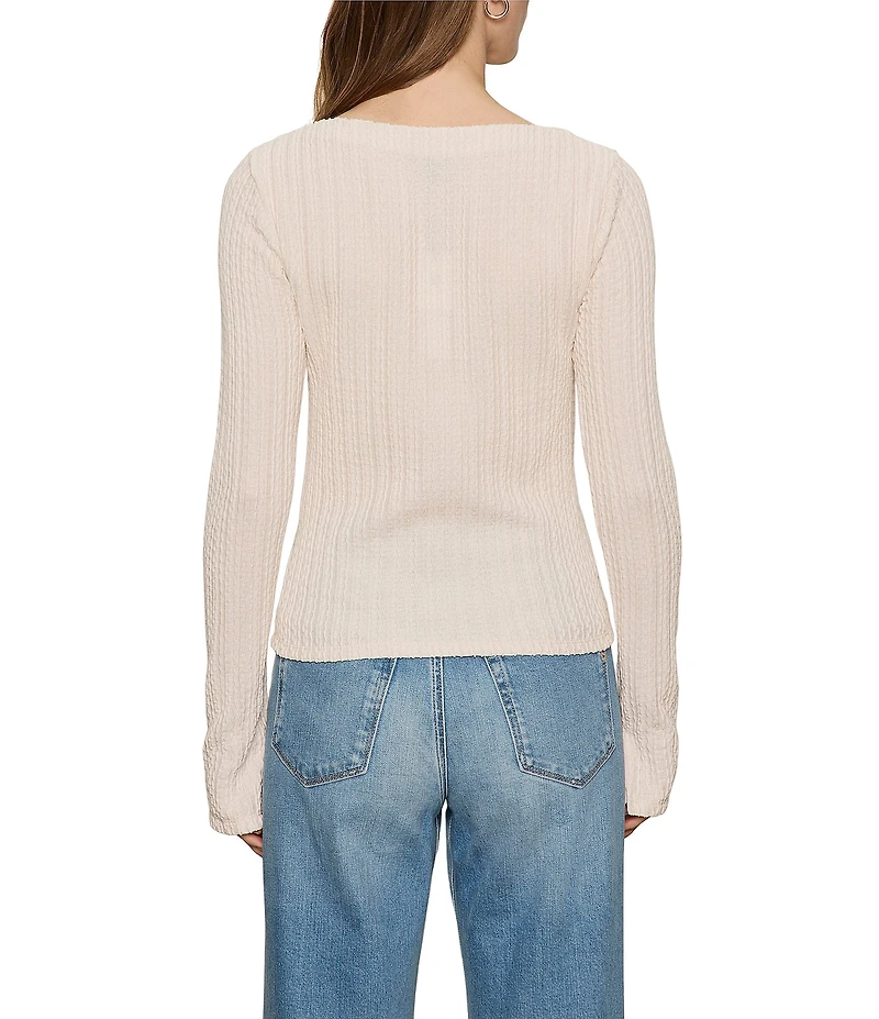 Sanctuary Textured Knit Boatneck Long Sleeve Top