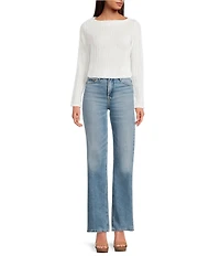 Sanctuary Textured Knit Boatneck Long Sleeve Top