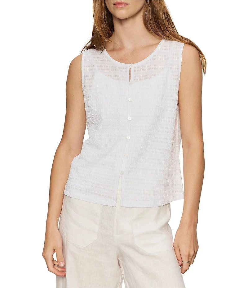 Sanctuary Textured Vacation Crew Neck Sleeveless Shell Top
