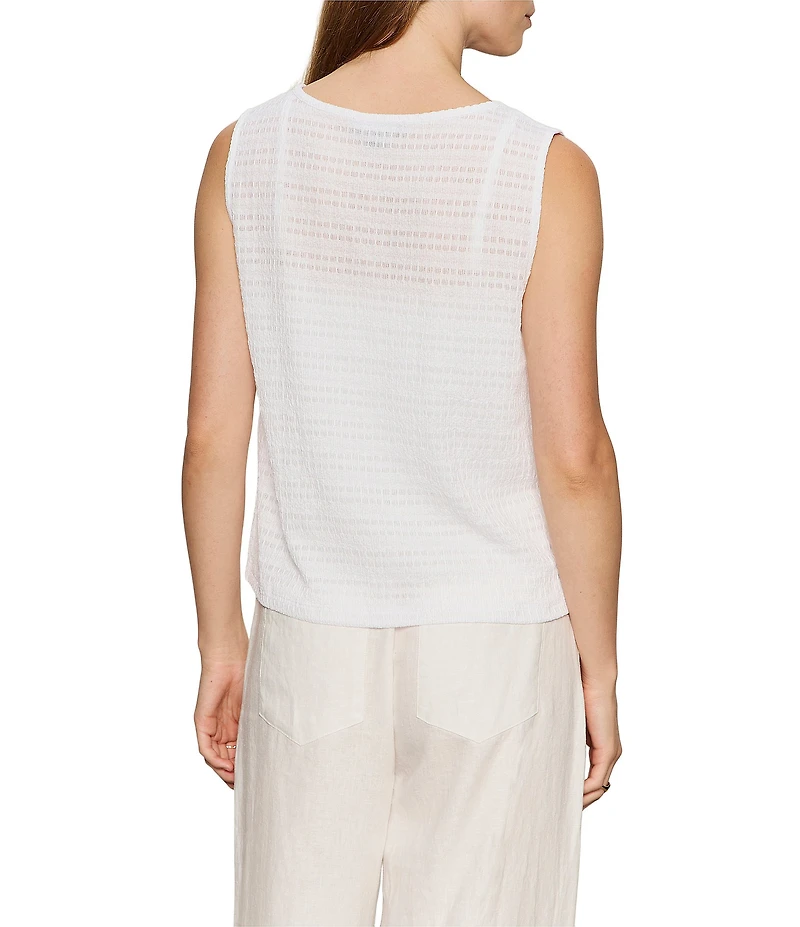 Sanctuary Textured Vacation Crew Neck Sleeveless Shell Top