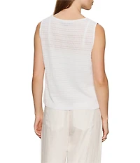Sanctuary Textured Vacation Crew Neck Sleeveless Shell Top