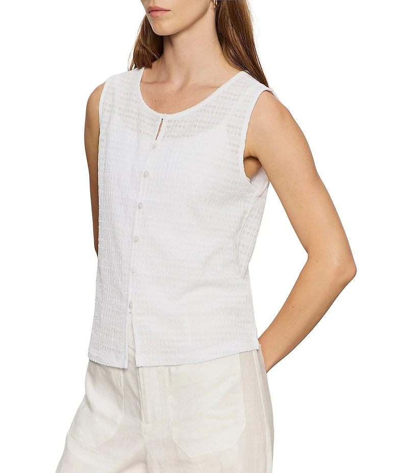 Sanctuary Textured Vacation Crew Neck Sleeveless Shell Top