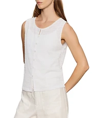 Sanctuary Textured Vacation Crew Neck Sleeveless Shell Top