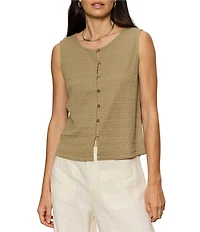 Sanctuary Textured Vacation Crew Neck Sleeveless Shell Top