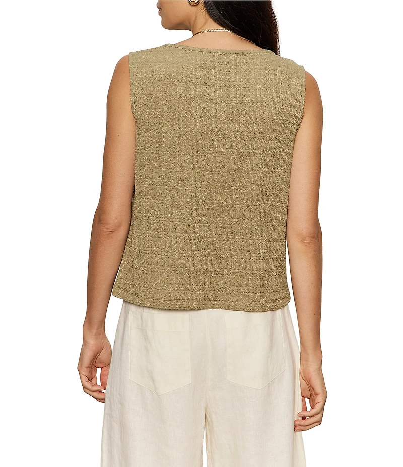 Sanctuary Textured Vacation Crew Neck Sleeveless Shell Top