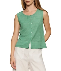 Sanctuary Textured Vacation Crew Neck Sleeveless Shell Top