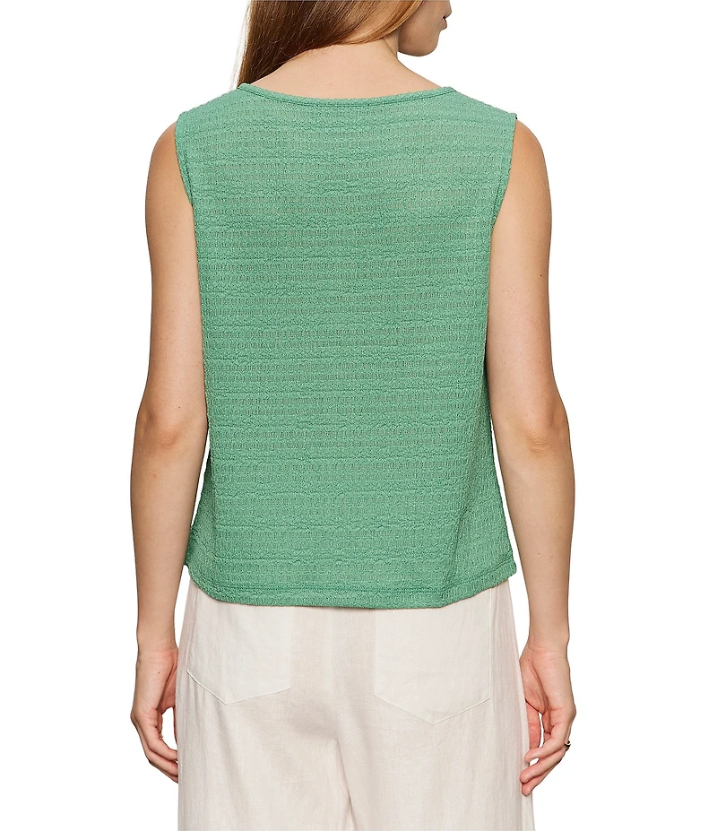 Sanctuary Textured Vacation Crew Neck Sleeveless Shell Top