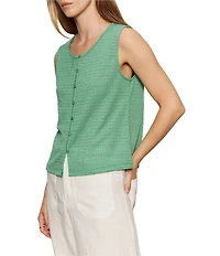 Sanctuary Textured Vacation Crew Neck Sleeveless Shell Top