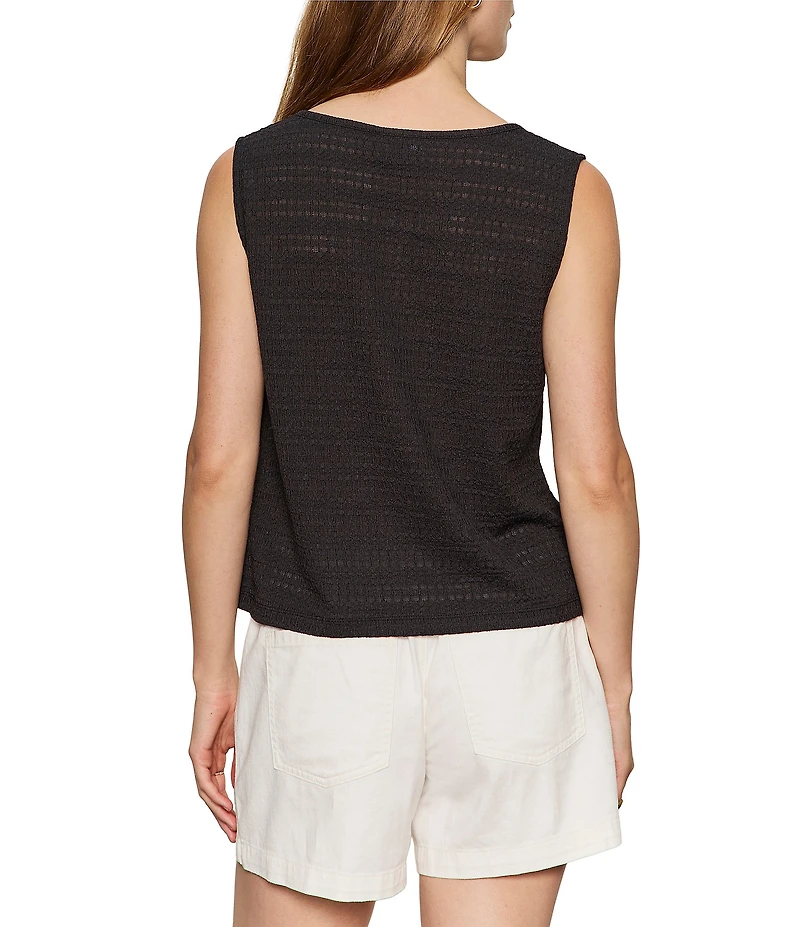 Sanctuary Textured Vacation Crew Neck Sleeveless Shell Top