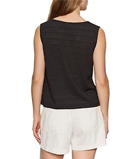 Sanctuary Textured Vacation Crew Neck Sleeveless Shell Top
