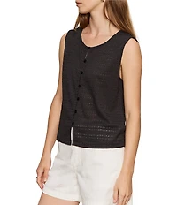 Sanctuary Textured Vacation Crew Neck Sleeveless Shell Top