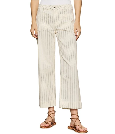 Sanctuary The Marine Pinstripe Printed Cropped Wide-Leg Twill Pants