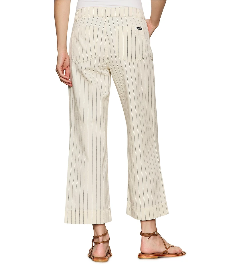 Sanctuary The Marine Pinstripe Printed Cropped Wide-Leg Twill Pants