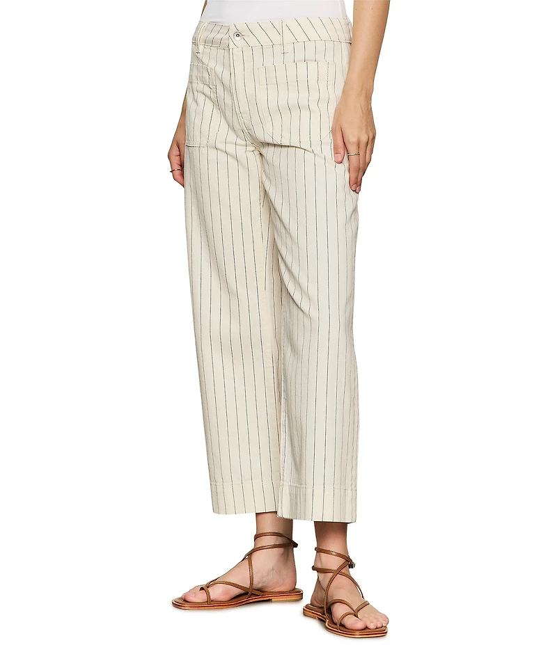 Sanctuary The Marine Pinstripe Printed Cropped Wide-Leg Twill Pants