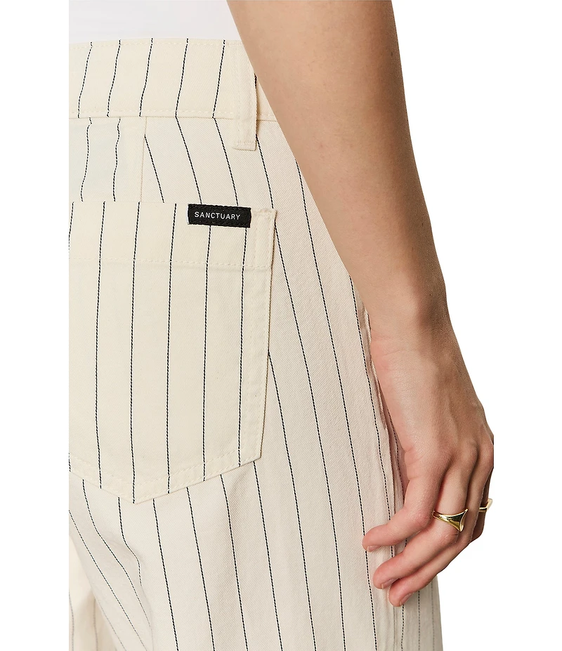 Sanctuary The Marine Pinstripe Printed Cropped Wide-Leg Twill Pants