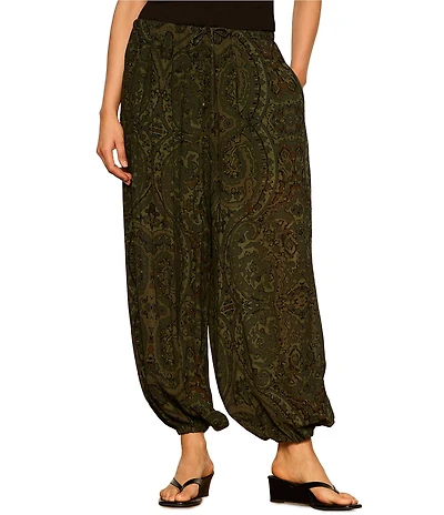 Sanctuary The Moment Volume Paisley Printed Pull-On Georgette Pants