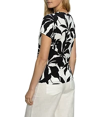 Sanctuary The Perfect Tee Abstract Floral Print Crew Neck Short Sleeve Top