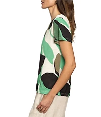 Sanctuary The Perfect Tee Abstract Print Crew Neck Short Sleeve Top