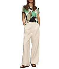 Sanctuary The Perfect Tee Abstract Print Crew Neck Short Sleeve Top