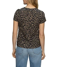 Sanctuary The Perfect Tee Animal Print Crew Neck Short Sleeve Top