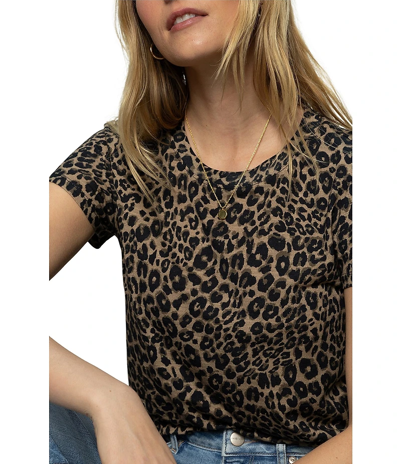 Sanctuary The Perfect Tee Animal Print Crew Neck Short Sleeve Top