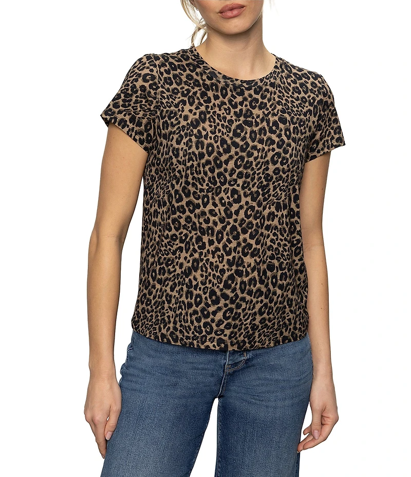 Sanctuary The Perfect Tee Animal Print Crew Neck Short Sleeve Top