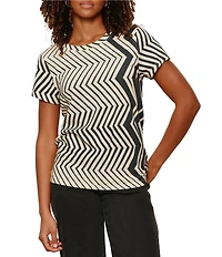 Sanctuary The Perfect Tee Chevron Printed Crew Neck Short Sleeve Tee