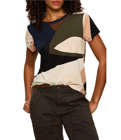 Sanctuary The Perfect Tee Chromatique Printed Crew Neck Short Sleeve Top