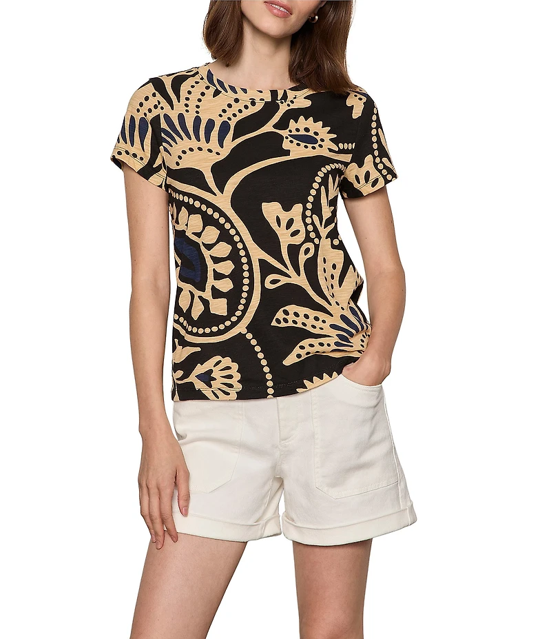 Sanctuary The Perfect Tee Cotton Jersey Printed Crew Neck Short Sleeve Top