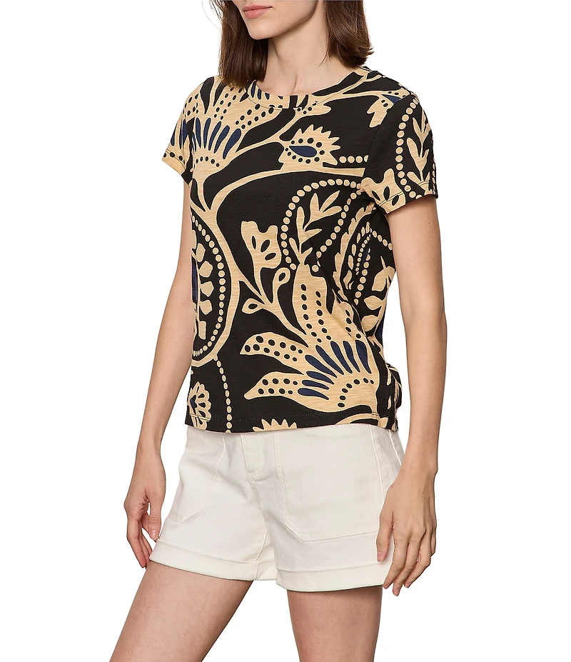 Sanctuary The Perfect Tee Cotton Jersey Printed Crew Neck Short Sleeve Top