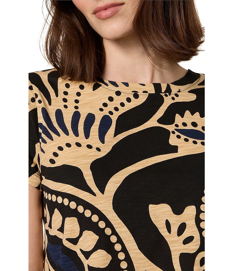 Sanctuary The Perfect Tee Cotton Jersey Printed Crew Neck Short Sleeve Top