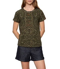 Sanctuary The Perfect Tee Paisley Printed Crew Neck Short Sleeve Top