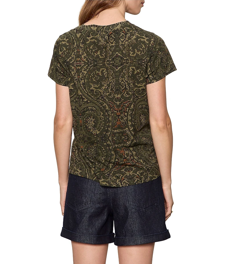 Sanctuary The Perfect Tee Paisley Printed Crew Neck Short Sleeve Top