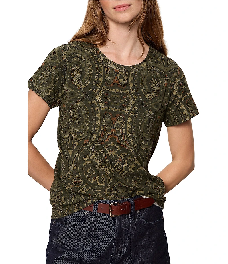 Sanctuary The Perfect Tee Paisley Printed Crew Neck Short Sleeve Top