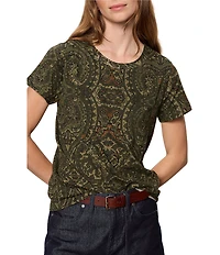 Sanctuary The Perfect Tee Paisley Printed Crew Neck Short Sleeve Top