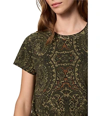Sanctuary The Perfect Tee Paisley Printed Crew Neck Short Sleeve Top