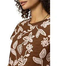 Sanctuary The Perfect Tee Crew Neck Earth Ivy Floral Print Short Sleeve Top