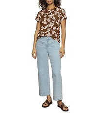 Sanctuary The Perfect Tee Crew Neck Earth Ivy Floral Print Short Sleeve Top