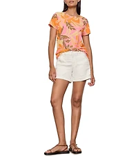Sanctuary The Perfect Tee Floral Print Crew Neck Short Sleeve Top