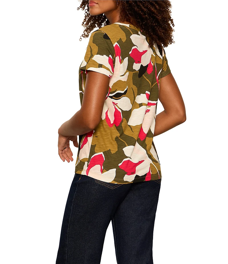 Sanctuary The Perfect Tee Floral Printed Crew Neck Short Sleeve Top