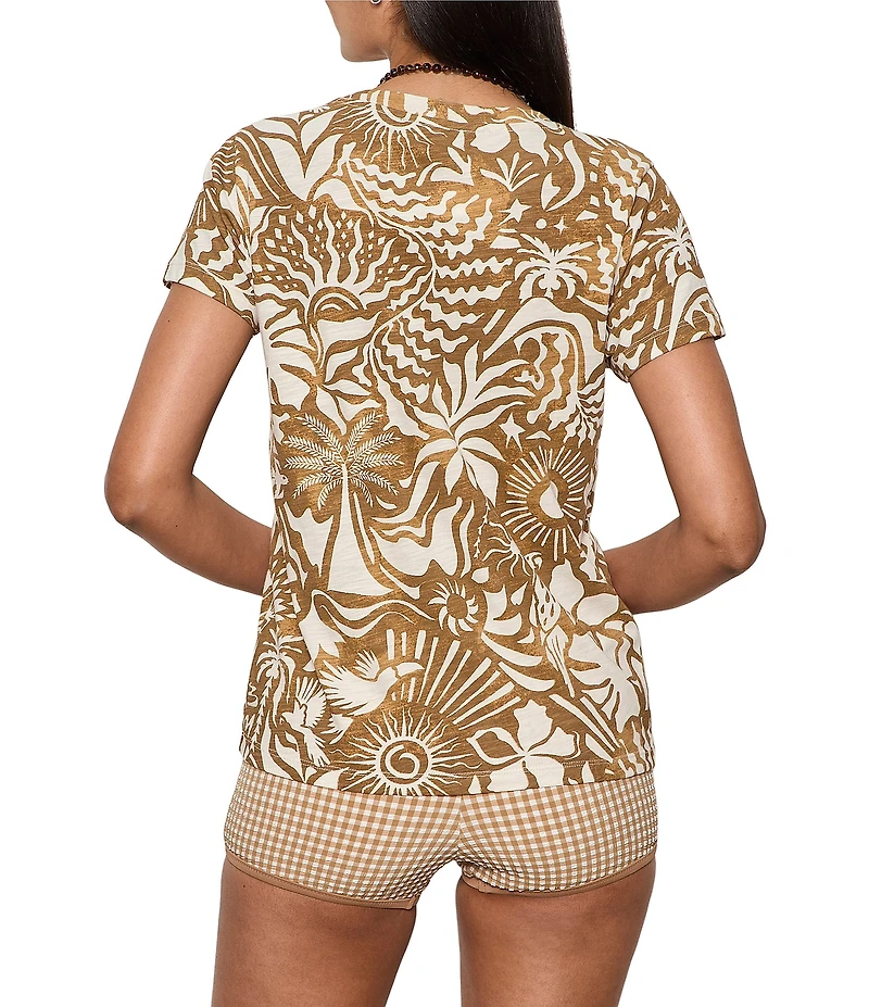 Sanctuary The Perfect Tee Full Moon Printed Crew Neck Short Sleeve Top