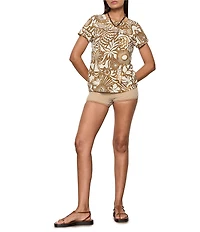 Sanctuary The Perfect Tee Full Moon Printed Crew Neck Short Sleeve Top