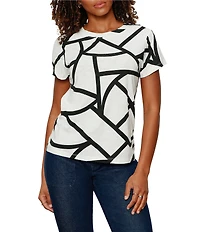 Sanctuary The Perfect Tee Graphic Shape Print Crew Neck Short Sleeve Tee