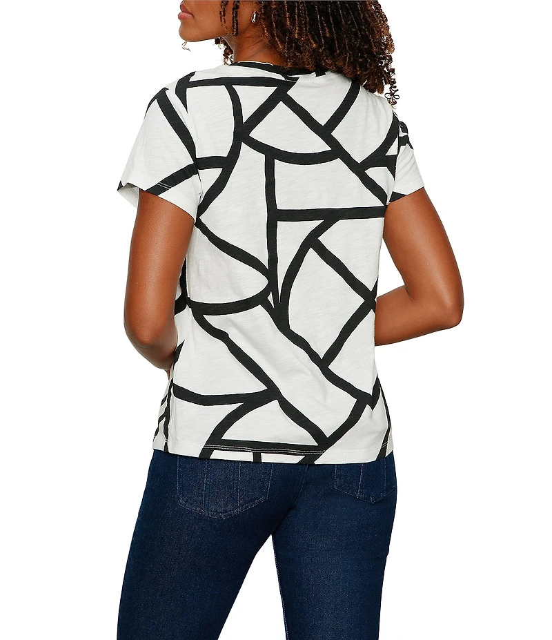 Sanctuary The Perfect Tee Graphic Shape Print Crew Neck Short Sleeve Tee